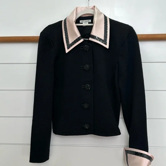 St John Evening,Marie Gray black jacket size 8. St John Basic black skirt size 8 - Picture 1 of 8